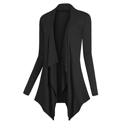 

Roseonmyhand Women Solid Drape Front Open Irregular Casual Cardigan Thin Coat Tops Outcoats