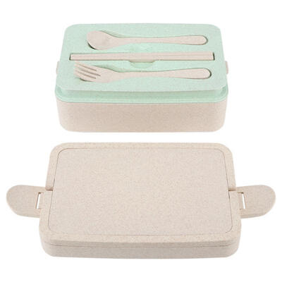 

Greensen Eco-friendly Wheat Straw Double Layer Lunch Box Food Portable Container Chopsticks Spoon Set