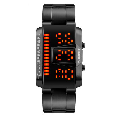 

SKMEI 1179 Digital LED Rectangular Men Watch 5ATM Waterproof Casual Sports Wristwatch Week Calendar Male Watch for Students Teens