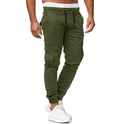 

Gobestart Men Sweatpants Slacks Casual Elastic Joggings Sport Solid Baggy Pockets Trousers