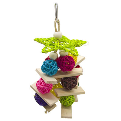 

Parrot Toy Rattan Ball Wood Blocks Bird Chew Bite Hanging Cage Swing Toys