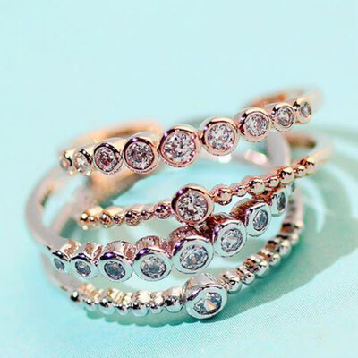 

Korean Jewelry Fashion Hundred Small Fresh Double-Layered Flash Drill Micro-Set Ring Joint Ring