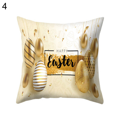 

Happy Easter Egg Pillow Case Sofa Bed Car Office Cushion Cover Festival Decor