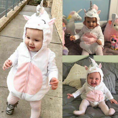 

Newborn Baby Girls Unicorn Hoodie Romper Jumpsuit Jumper Outfits Costume Clothes