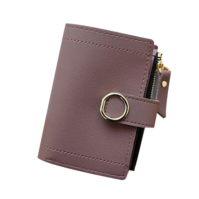 

Fashion Women Solid Color Faux Leather Small Wallet Zip Buckle Coin Cards Purse