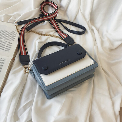 

Qiao Bani 2019 new Korean chic fashion contrast color flip handbag shoulder diagonal female bag direct sales
