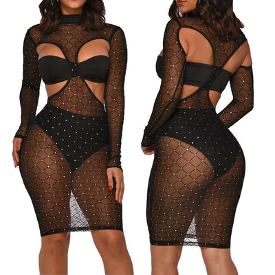 

Women Leopard Mini Dress Sexy Lingerie Mesh Sleepwear Hollow Bodycon Dresses