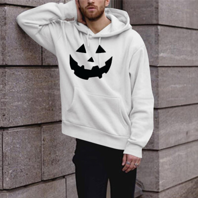 

Toponeto Mens Fashion Winter Solid Printed Long-sleeved Hooded SweatShirt Halloween Tops