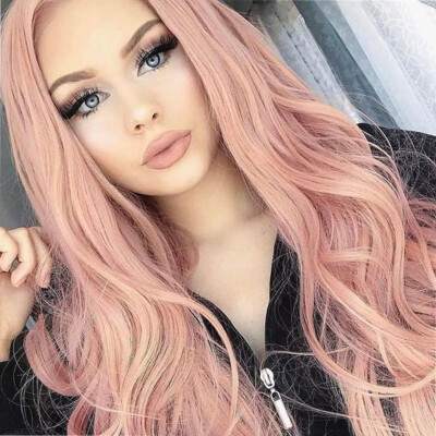 

〖Follure〗Sexy Woman Sexy Wavy Long Fashion Synthetic Wig Pink Natural Curly Costume Wig