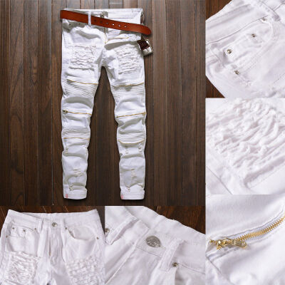

SUNSIOM Men Stylish Ripped Cargo Pants Biker Skinny Slim Straight Fashion Trousers Zipper