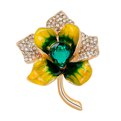 

Alloy Flower Brooch Loving Heart Rhinestone Decor Women Clothes Decorative Breastpin Corsage Badge