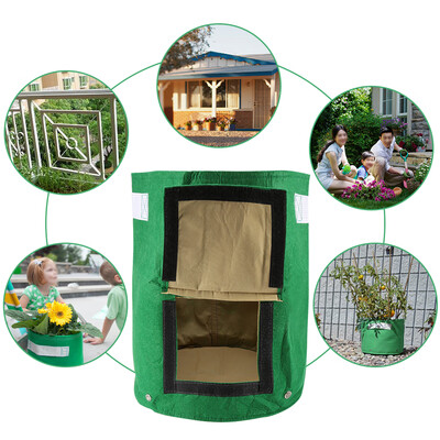 

Greensen 1Pc Outdoor Garden Potato Grow Planter Felt Cloth Planting Container Bag With Side Window Hot Plant Bag Planting Bags