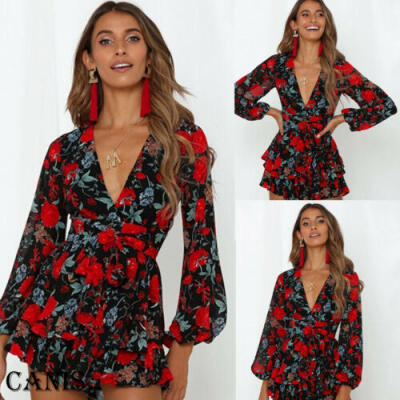 

Women Clubwear V Neck Playsuit Bodycon Party Jumpsuit Romper Trousers Dresses