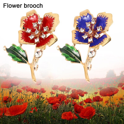 

Red Poppy Flower Crystal Rhinestone Pin Badge Brooch Remembrance Gifts