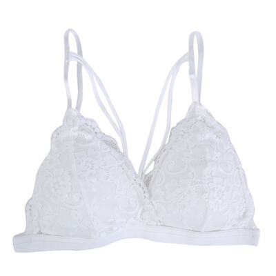 

Floral Sheer Lace Triangle Bralette Bra Bustier Crop Top Unpadded Cotton Lined