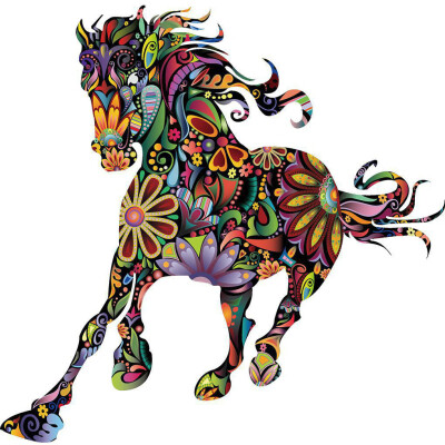 

Abstract Design Flower Running Horse Wall Stickers Home Art Decal Decor