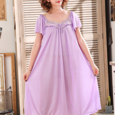 

Women Sleepwear Dress Home Summer Short Sleeve Sexy Breathable Simple Loose