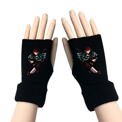 

Anime Demon Slayer Kimetsu No Yaiba Winter Warm Cotton Unisex Long Fingerless Gloves Work Halffinger Gloves With Thumb Hole