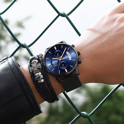 

New concept automatic mechanical watch Korean version of high school students fashion watch men quartz waterproof mens watch
