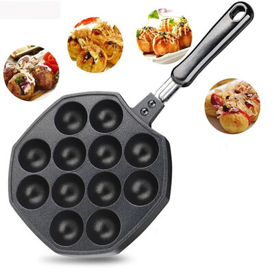 

12 Cavities Aluminum Alloy Takoyaki Pan Maker Baking Forms Mold Cooking Tools