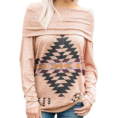 

Starmoon Women Long Sleeve Print Off Shoulder Pullover SweatShirt Tunics Tops Blouse