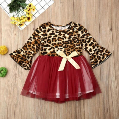 

New Toddler Baby Girl Leopard Dress Tutu Dress Princess Leopard Print Party Pageant Kids Summer Dress