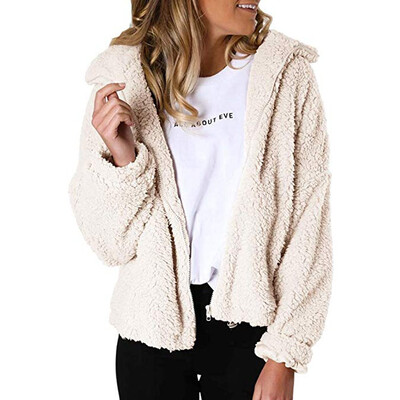 

Toponeto Womens Zip Faux Fur Jackets Long Sleeve Fleece Fuzzy Lapel Flutty Winter Outwear