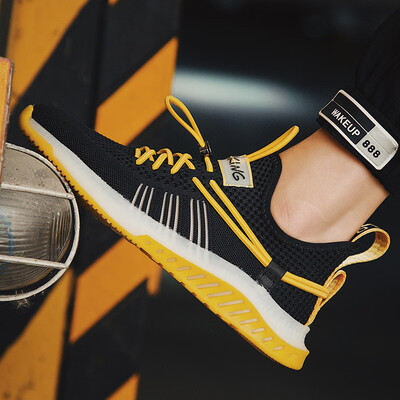 

2019 autumn new flying woven coconut shoes mens casual sports shoes male Korean version of the trend of wild breathable mens shoes
