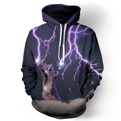 

Toponeto Mens Autumn Spring Fashion 3D Printing Hoodie Hooded Loose Long Sleeve Top