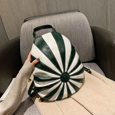 

Tailored Fashion Women Leather Shoulder Bags Striped Backpack Student School Packages