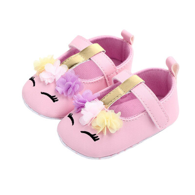 

First Walkers Girlborn Baby Girls Shoes PU Flower Solid Soft Soled Non-slip Footwear Baby Shoes Princess