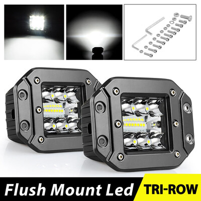 

2x 260W Flush Mount LED Pods Flood Spot Work Light Bar Offroad Backup Pickup 4WD