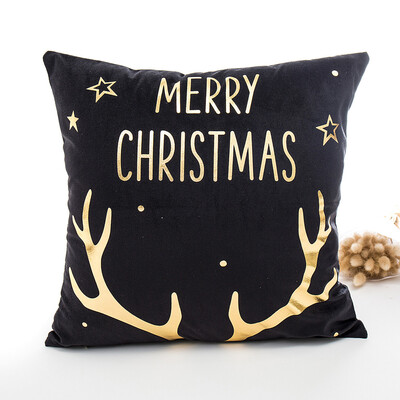 

Tailored Merry Christmas Gold Foil Printing Pillow Case Sofa Waist Throw Cushion Cover