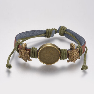 

Genuine Cowhide Bracelet Making with Alloy Findings Tortoise Olive Tray 18mm 2"2-18"4955mm
