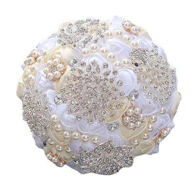 

Artificial Rhinestone Faux Pearl Rose Flower Bridal Bouquet Wedding Supplies