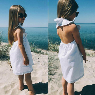 

US 2019 Toddler Baby Girls Kid Open Back Skirt Sundress Dress Summer Clothes Set