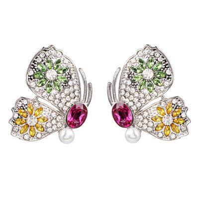 

2019 New Colorful Flower Big Brand Design Luxury Starburst Pendant Crystal Drop Earrings Gem Statement Jewelry