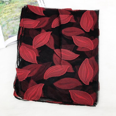 

1Pc Fashion Design Leafs Embroidered Organza Scarves And Shawls Scarf For Women