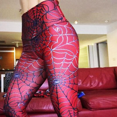 

Cross-border new European&American yoga pants Red Spider-Man network digital printing hip high waist sports leggings female Yi