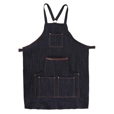 

Unisex Pocket Antifouling Denim Cloth Work Apron Cafe Kitchen Cooking Bibs