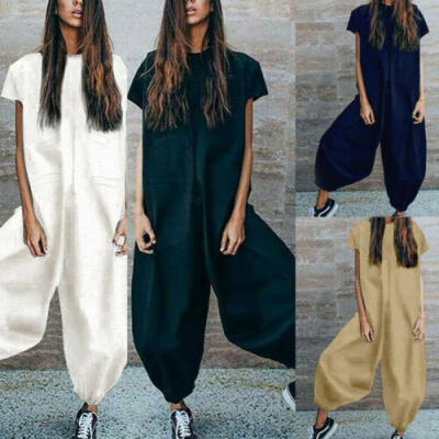 

Summer Womens Solid Loose Jumpsuits Playsuit Romper Baggy Party Pants Casual UK