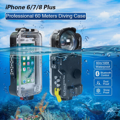 

Meikon 60m 195ft Bluetooth Waterproof Housing Diving Phone Case Cover Bag for iPhone 6Plus7Plus8Plus