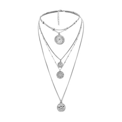 

Vintage Women Multi-layer Alloy Queen Head Pendant Chain Necklace Jewelry Gift
