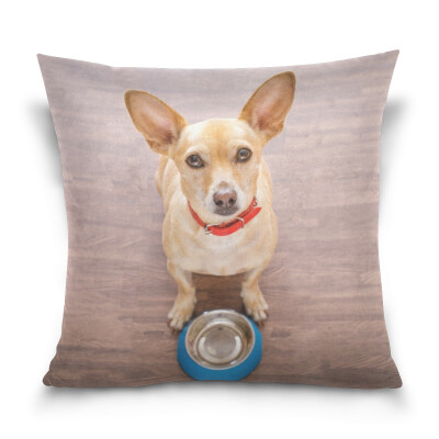 

ALAZA Throw Pillow Case Decorative Pillow Covers 16 X 16 inch Hungry Dog With Food Pattern Pillowcase