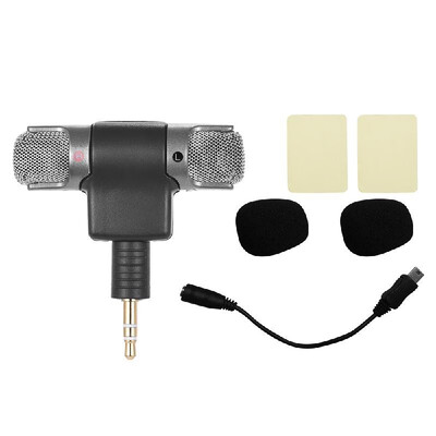 

External Stereo Mic Microphone with 35mm to Mini USB Micro Adapter Cable for GoPro Hero 3 3 4 for AEE Sports Action Camera