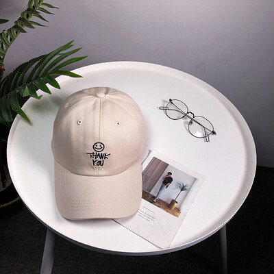 

New fashion Korean baseball cap for women casual sun protection cap for men smiling face cotton soft top sun hat trend