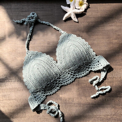 

Sexy Women Summer Beach Beachwear Bikini Bra Knitted Weaven
