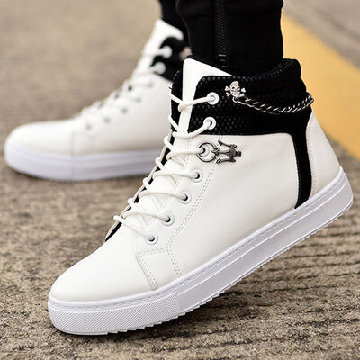 

Mens shoes fashion chain canvas shoes high to help casual shoes mens tide shoes