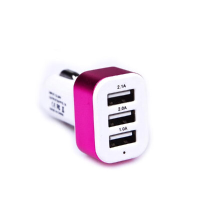 

Car Phone Charger Three Port High-capacity Car Adapter Rose Red