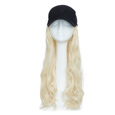 

Baseball Hat with Synthetic Hair Extension Black Color Long Wavy hair Extensions with Baseball Cap Black Hat for women